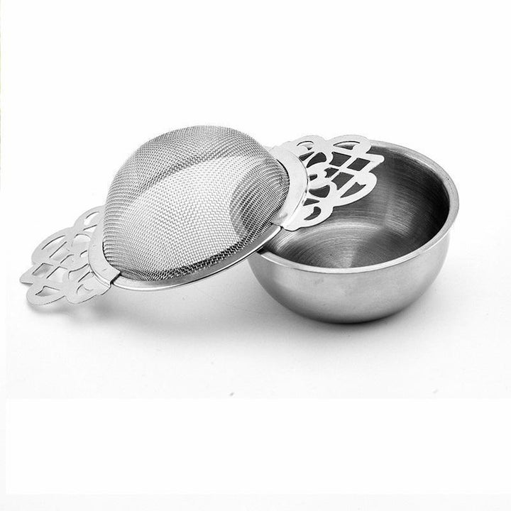 Infusore a forma di teiera in acciaio inox con catena e sottobicchiere